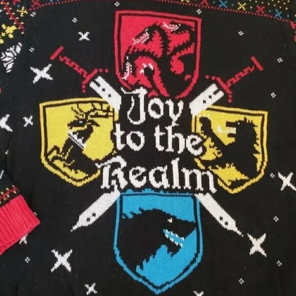 HBO Game Of Thrones Sweater M Ugly Christmas Westeros Joy To The Realm Knit Xmas - Picture 2 of 6